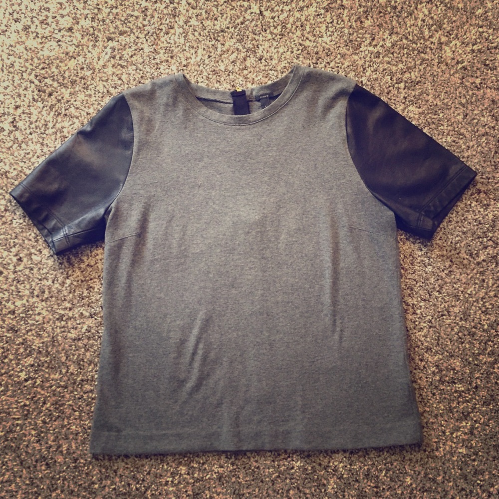 J. Crew Leather Sleeves Shirt